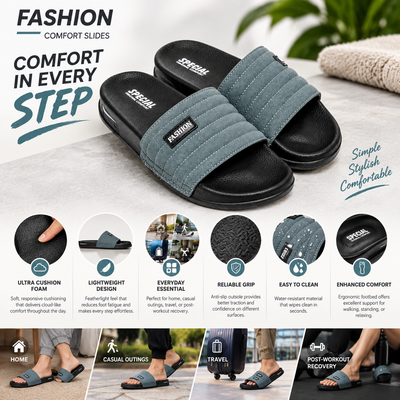 Fashion Comfort Slides with Ultra Soft Cushion